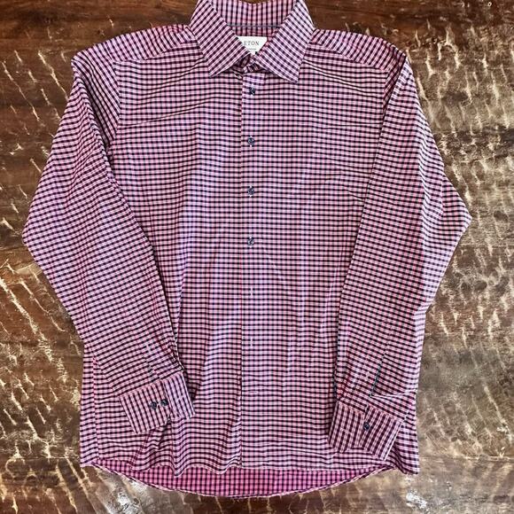 Eton Dress Shirt Mens 18 46 (2XL) Contemporary Fit Multicolor Check Casual - Picture 2 of 11